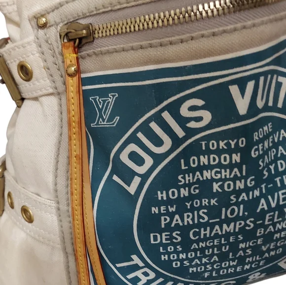 Louis Vuitton Limited Edition Globe Shopper Cabas Canvas Tote Bag Gently Loved - Picture 3 of 15